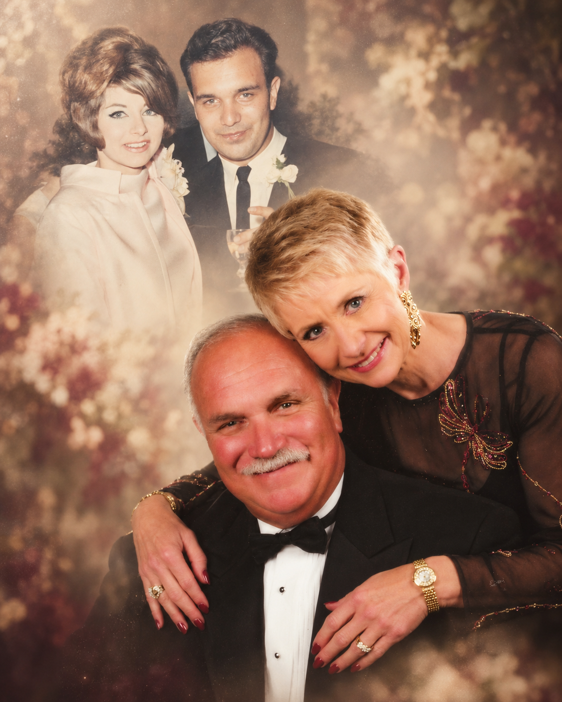 A keepsake composition of Andre and Gloria through the years
